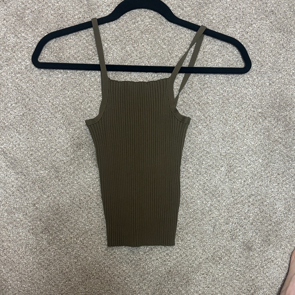 GAP Olive Ribbed Square-Neck Camisole